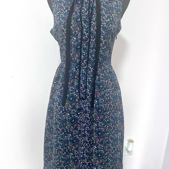 Blue Tie Front Sleeveless Midi Sundress SMALL - Picture 8 of 11